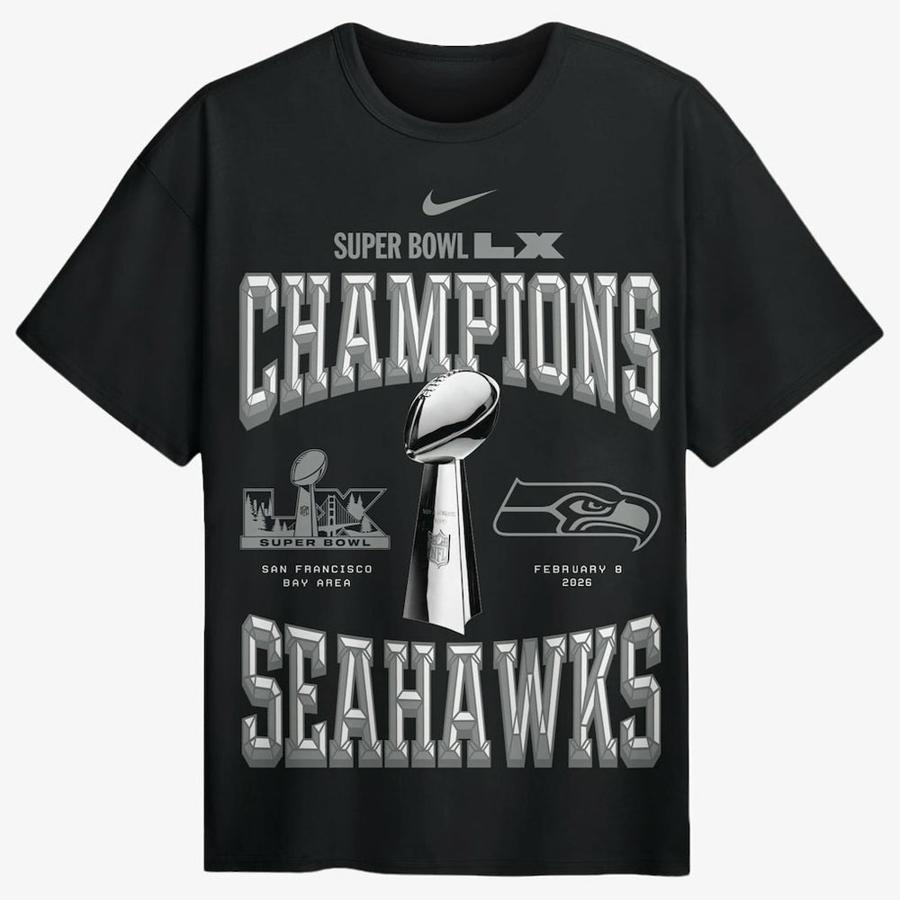 Seattle Seahawks Super Bowl LX Champions Locker Room Trophy Collection Authentic T-Shirt - Black outlet