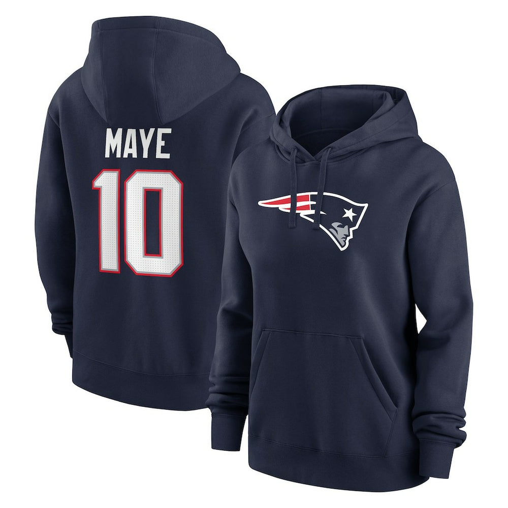 Drake Maye New England Patriots Women's Player Name & Number Fleece Hoodie - Navy cheap