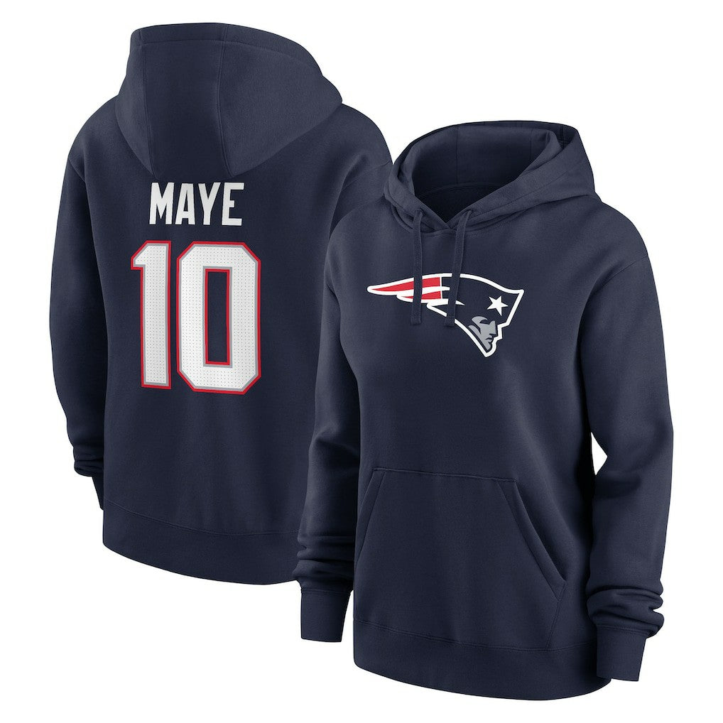 Drake Maye New England Patriots Women's Player Name & Number Fleece Hoodie - Navy cheap