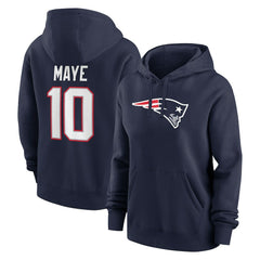 Drake Maye New England Patriots Women's Player Name & Number Fleece Hoodie - Navy cheap