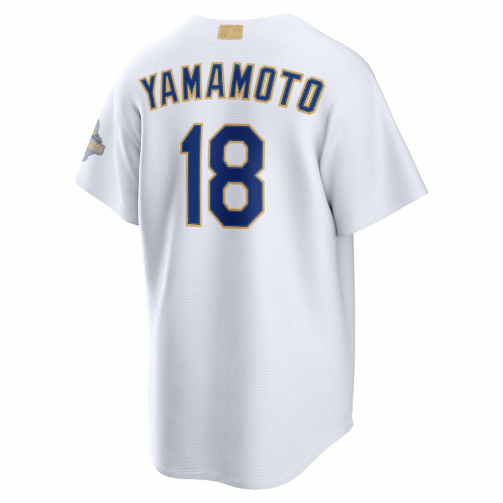 Yoshinobu Yamamoto Los Angeles Dodgers 2026 Gold Collection Stadium Jersey White