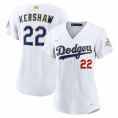 Clayton Kershaw Los Angeles Dodgers Women's 2026 Gold Collection Stadium Jersey White