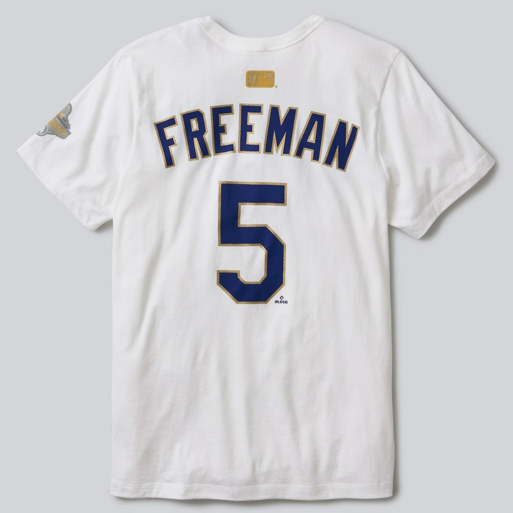 Freddie Freeman Los Angeles Dodgers 2026 Gold Collection Name & Number T-Shirt White