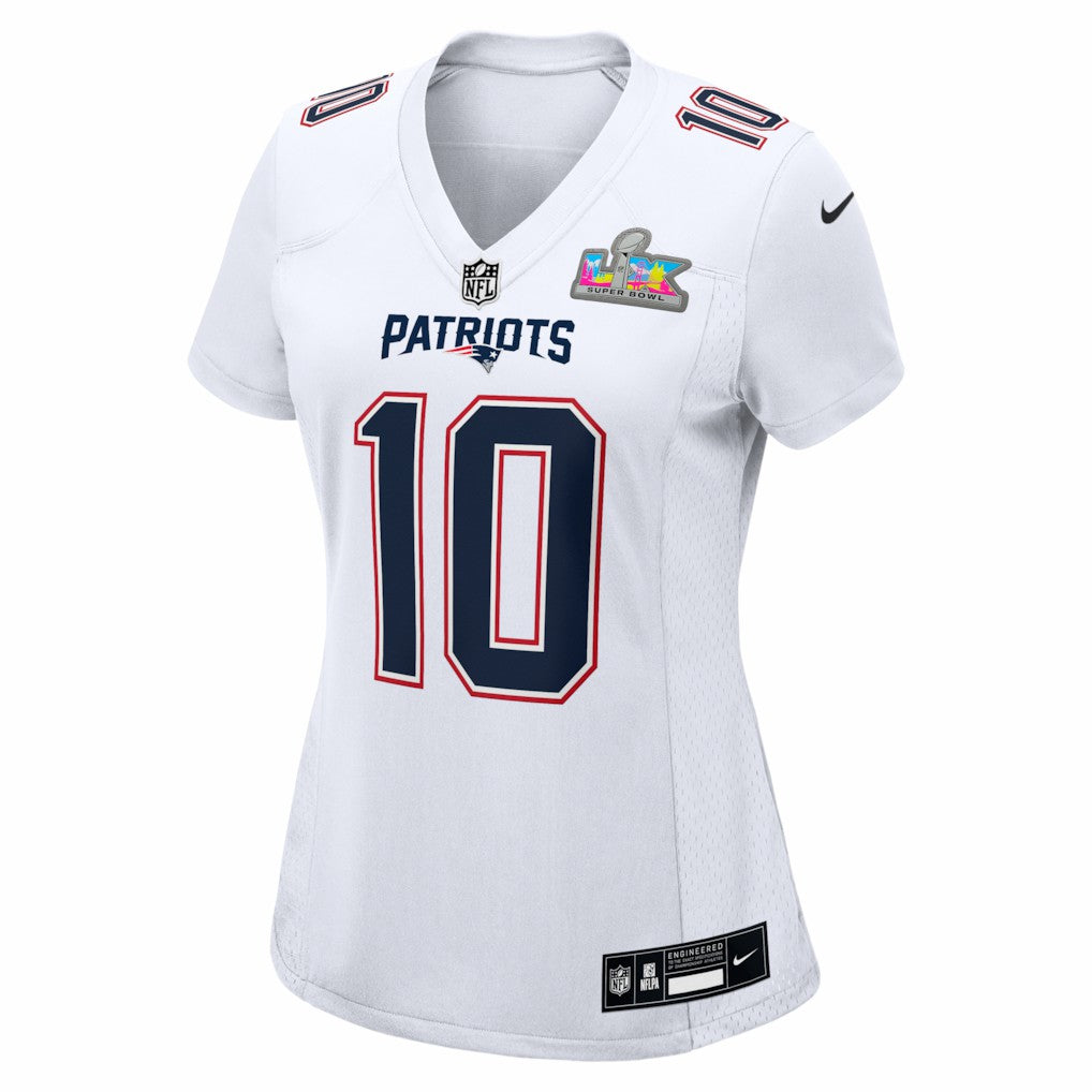 Drake Maye New England Patriots Women's Super Bowl LX Patch Tundra Fashion Game Jersey - White for sale