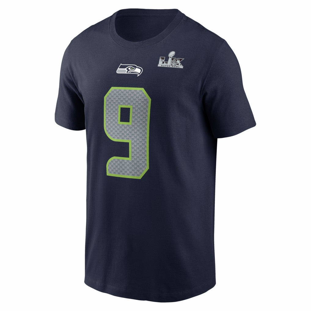 Kenneth Walker III Seattle Seahawks Super Bowl LX Patch Name & Number T-Shirt - College Navy discount