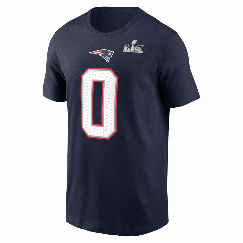 Christian Gonzalez New England Patriots Super Bowl LX Patch Name & Number T-Shirt - Navy sale