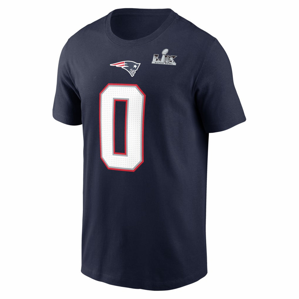 Christian Gonzalez New England Patriots Super Bowl LX Patch Name & Number T-Shirt - Navy sale