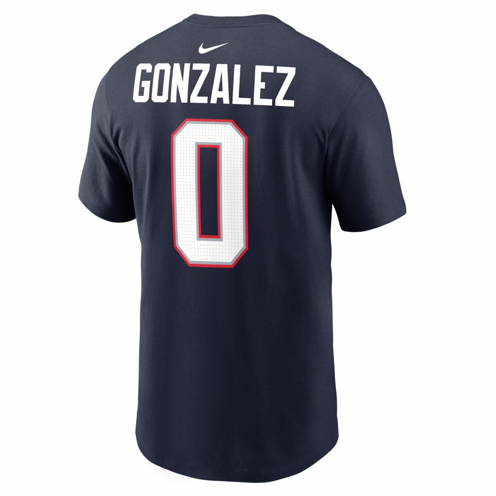 Christian Gonzalez New England Patriots Super Bowl LX Patch Name & Number T-Shirt - Navy sale