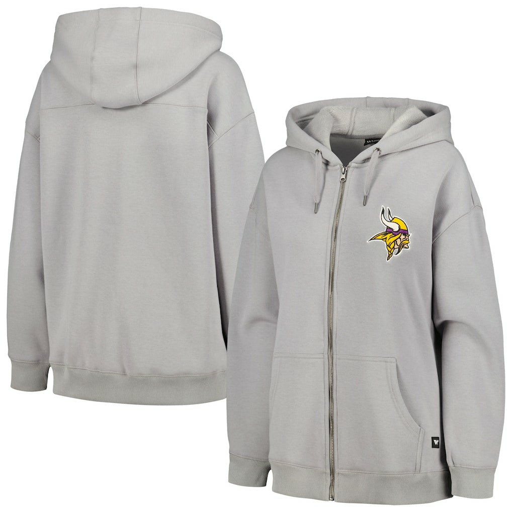 Minnesota Vikings The Wild Collective Women's Faux Fur Lined Tri-Blend Full-Zip Hoodie - Gray outlet