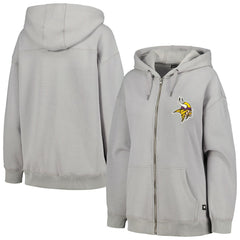 Minnesota Vikings The Wild Collective Women's Faux Fur Lined Tri-Blend Full-Zip Hoodie - Gray outlet