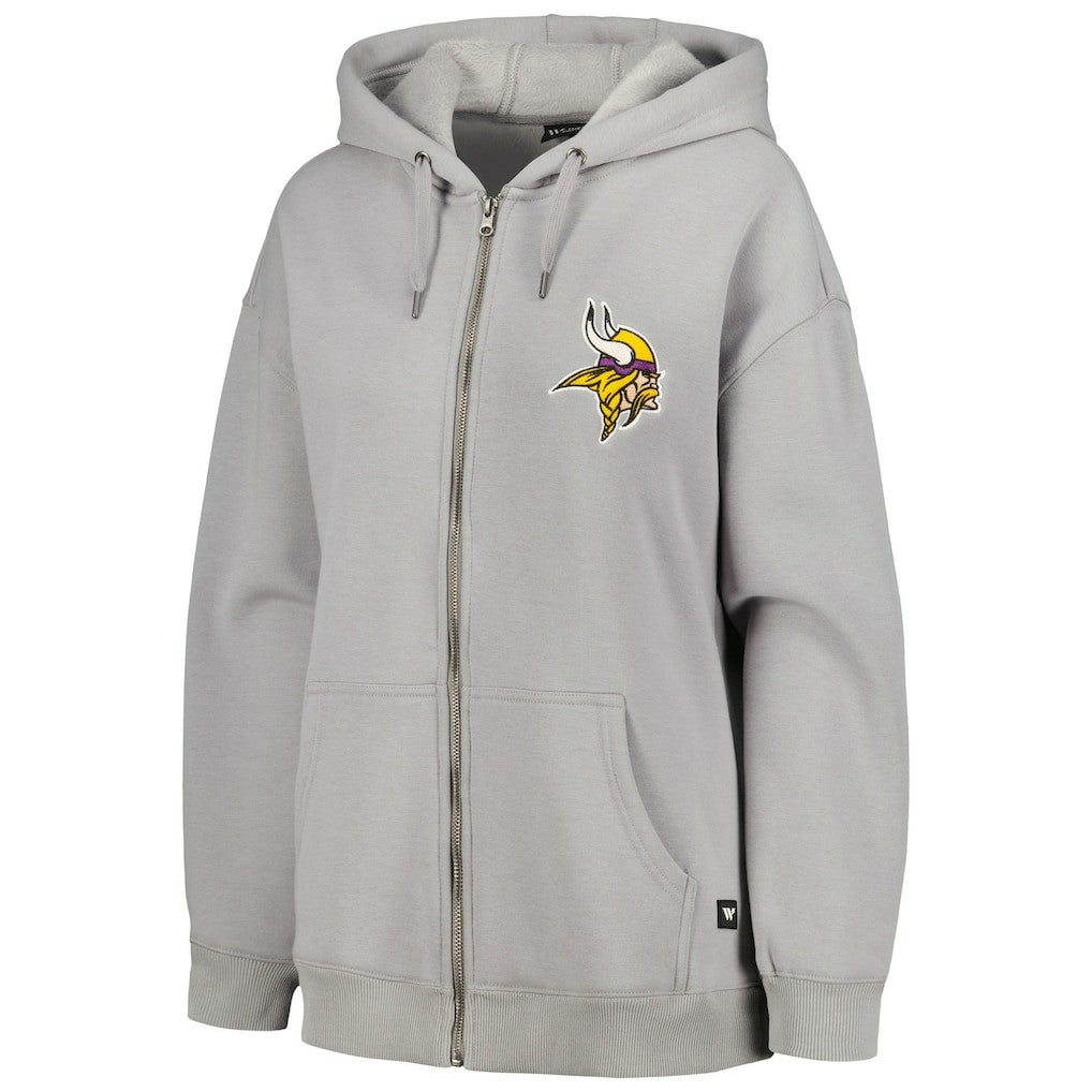Minnesota Vikings The Wild Collective Women's Faux Fur Lined Tri-Blend Full-Zip Hoodie - Gray outlet