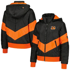 Cincinnati Bengals The Wild Collective Women's Puffer Full-Zip Hoodie - Black for sale