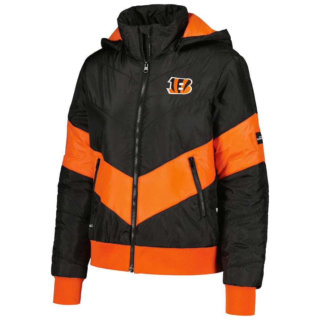 Cincinnati Bengals The Wild Collective Women's Puffer Full-Zip Hoodie - Black for sale