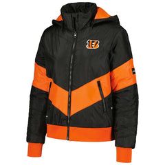 Cincinnati Bengals The Wild Collective Women's Puffer Full-Zip Hoodie - Black for sale