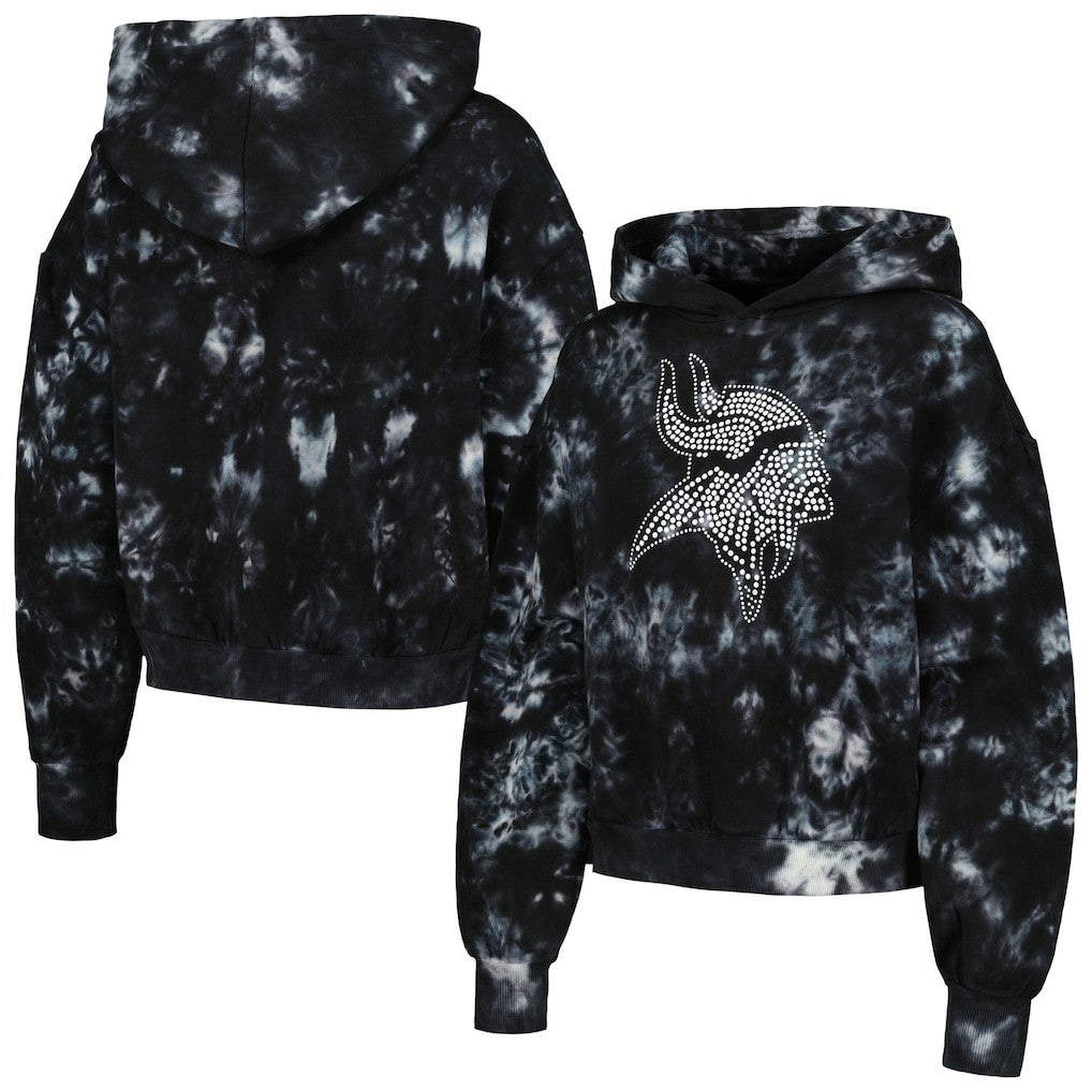 Minnesota Vikings The Wild Collective Women's Tie-Dye Cropped Pullover Hoodie - Black online