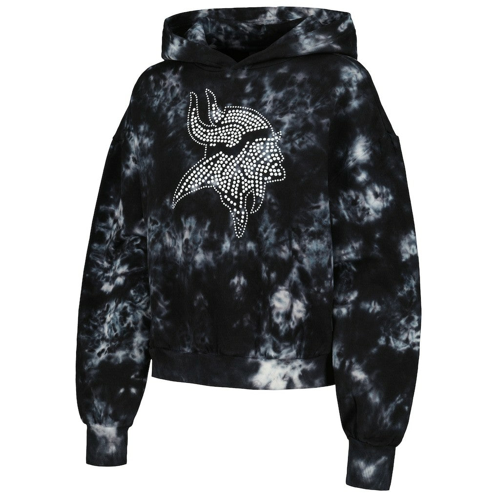 Minnesota Vikings The Wild Collective Women's Tie-Dye Cropped Pullover Hoodie - Black online