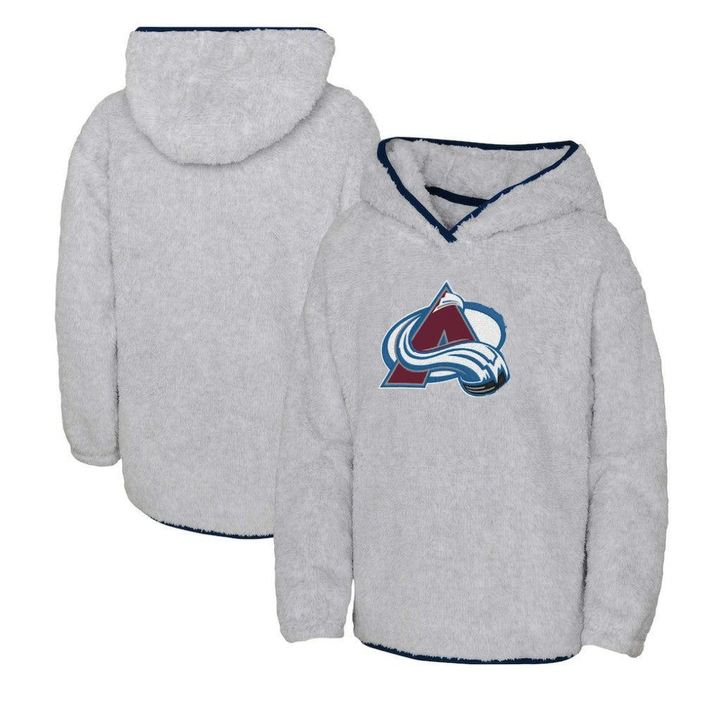 Colorado Avalanche Girls Youth Ultimate Teddy Fleece Pullover Hoodie - Heather Gray Hoodies