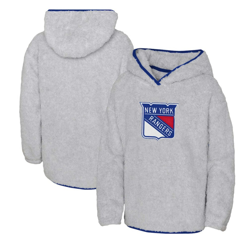 New York Rangers Girls Youth Ultimate Teddy Fleece Pullover Hoodie - Heather Gray Hoodies