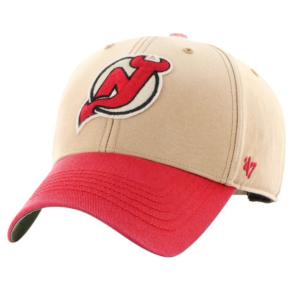 New Jersey Devils '47 Dusted Sedgwick MVP Adjustable Hat - Khaki/Red Jerseys