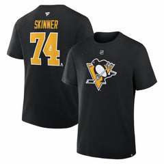 Stuart Skinner Pittsburgh Penguins Fanatics Authentic Stack Name & Number T-Shirt - Black T-shirts