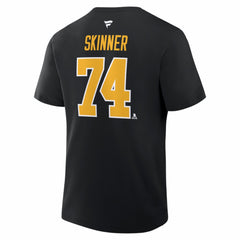 Stuart Skinner Pittsburgh Penguins Fanatics Authentic Stack Name & Number T-Shirt - Black T-shirts
