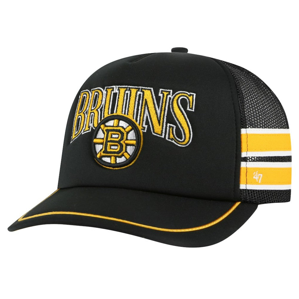 Boston Bruins '47 Sideband Stripes Trucker Snapback Hat - Black Hats
