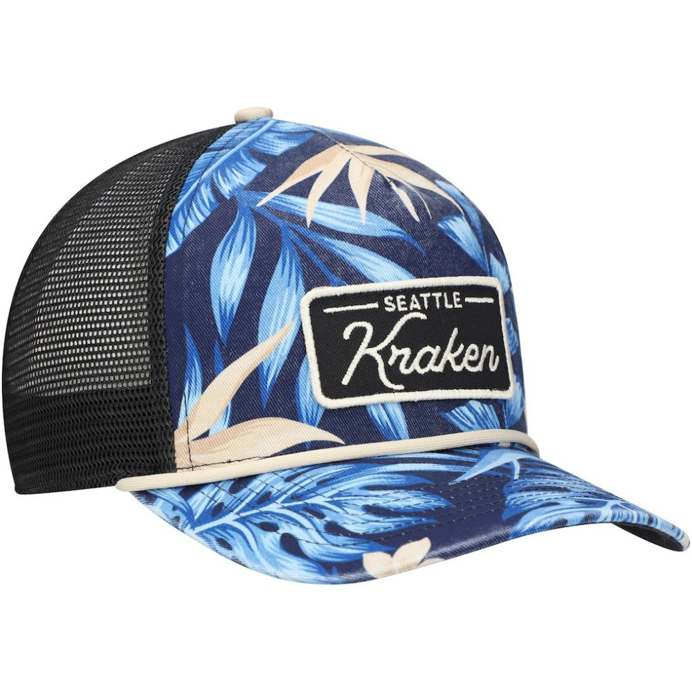 Seattle Kraken '47 Tropicalia Allover Print Trucker Adjustable Hat - Navy Hats