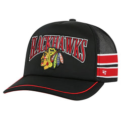 Chicago Blackhawks '47 Sideband Stripes Trucker Snapback Hat - Black Hats