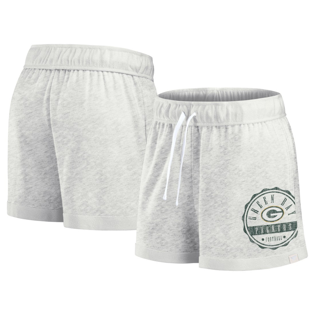Green Bay Packers Women's Vintage Badge Shorts - Oatmeal on sale
