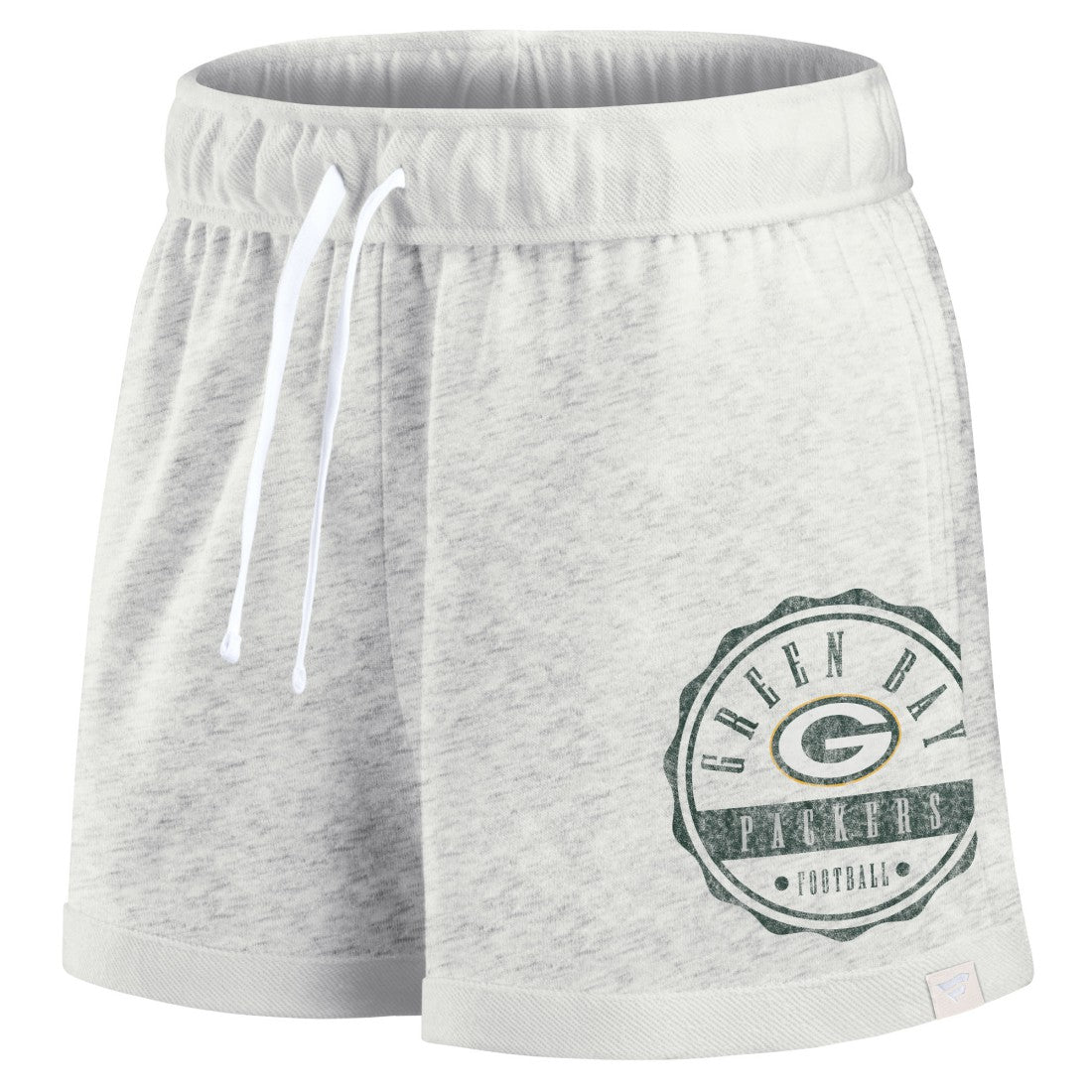 Green Bay Packers Women's Vintage Badge Shorts - Oatmeal on sale