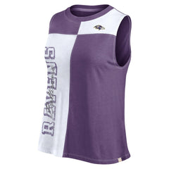 Baltimore Ravens FanaticsWomen's Script Color Block Tank Top - Purple/White on sale