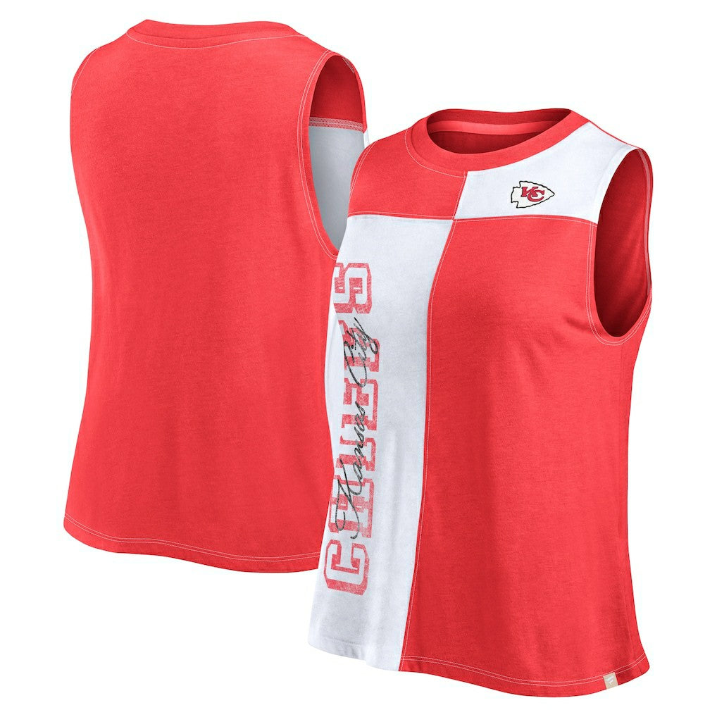 Kansas City Chiefs FanaticsWomen's Script Color Block Tank Top - Red/White cheap