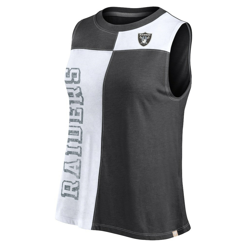 Las Vegas Raiders FanaticsWomen's Script Color Block Tank Top - Black/White on sale