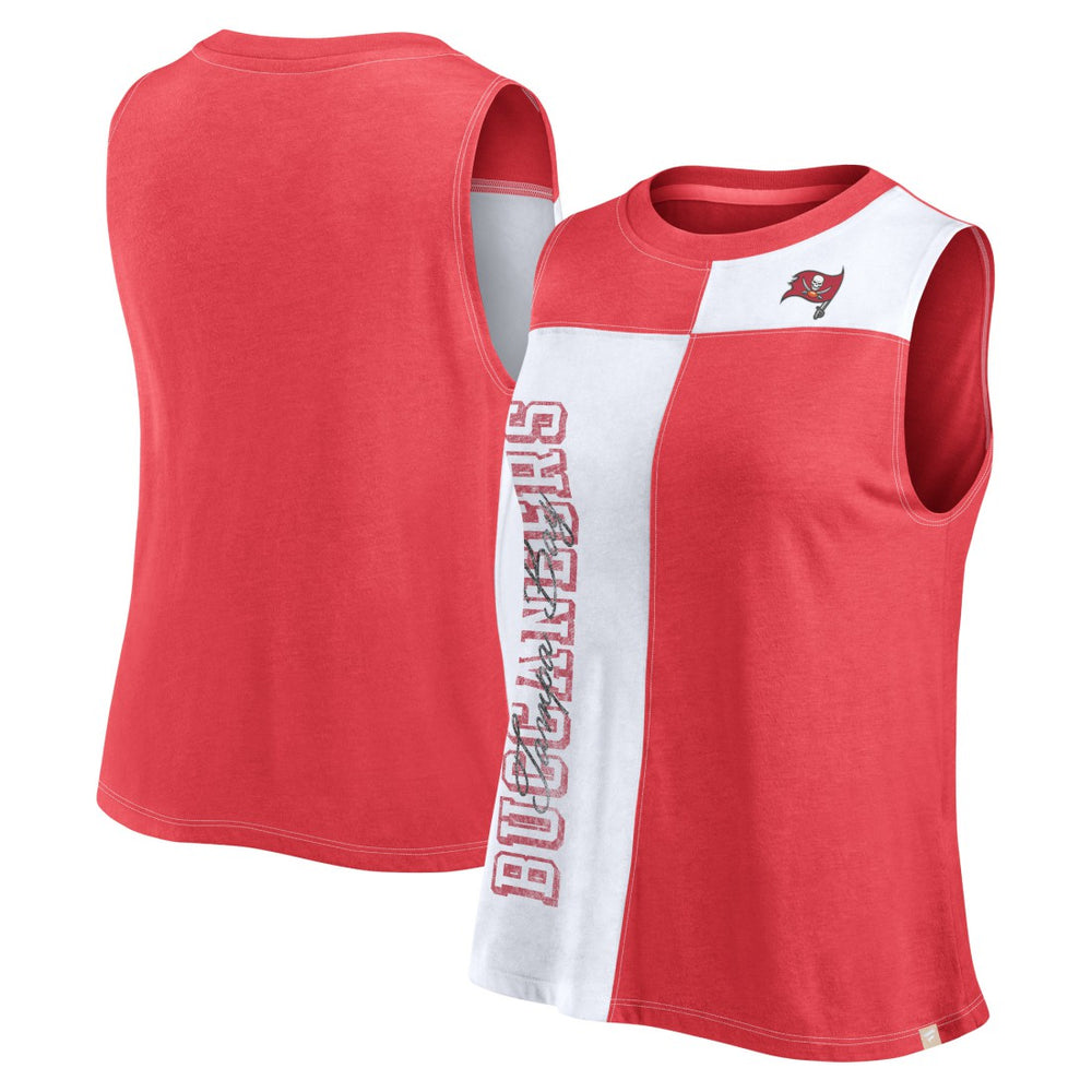 Tampa Bay Buccaneers FanaticsWomen's Script Color Block Tank Top - Red/White cheap