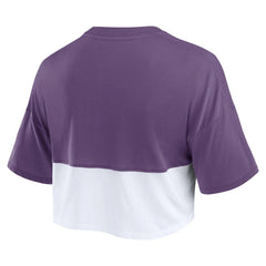 Baltimore Ravens Women's Boxy Color Split Cropped T-Shirt - Purple/White outlet