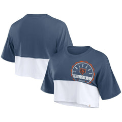 Chicago Bears Women's Boxy Color Split Cropped T-Shirt - Navy/White cheap