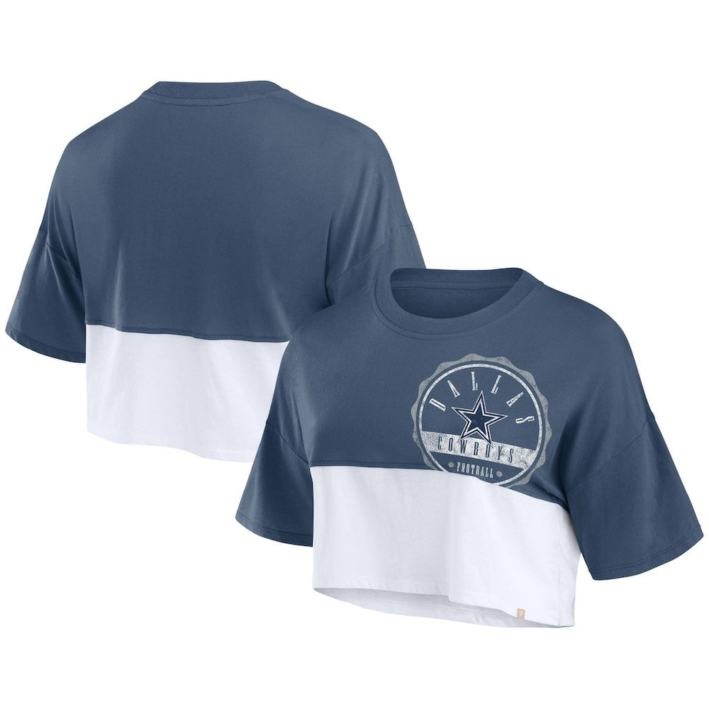 Dallas Cowboys Women's Boxy Color Split Cropped T-Shirt - Navy/White online