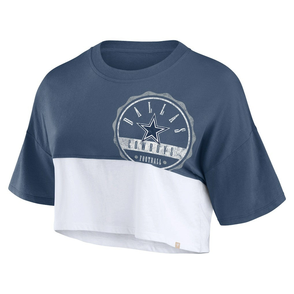 Dallas Cowboys Women's Boxy Color Split Cropped T-Shirt - Navy/White online
