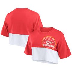 Kansas City Chiefs Women's Boxy Color Split Cropped T-Shirt - Red/White cheap