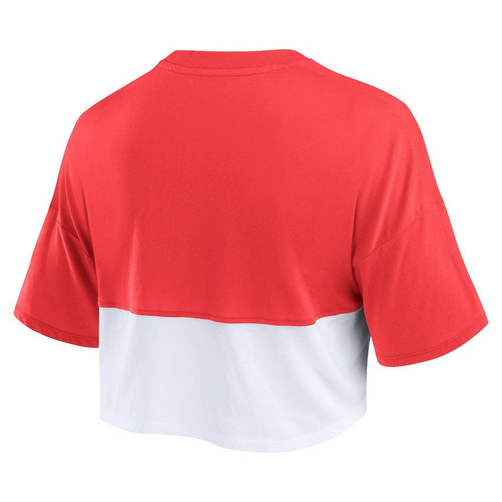 Kansas City Chiefs Women's Boxy Color Split Cropped T-Shirt - Red/White cheap