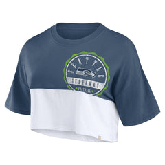 Seattle Seahawks Women's Boxy Color Split Cropped T-Shirt - College Navy/White online