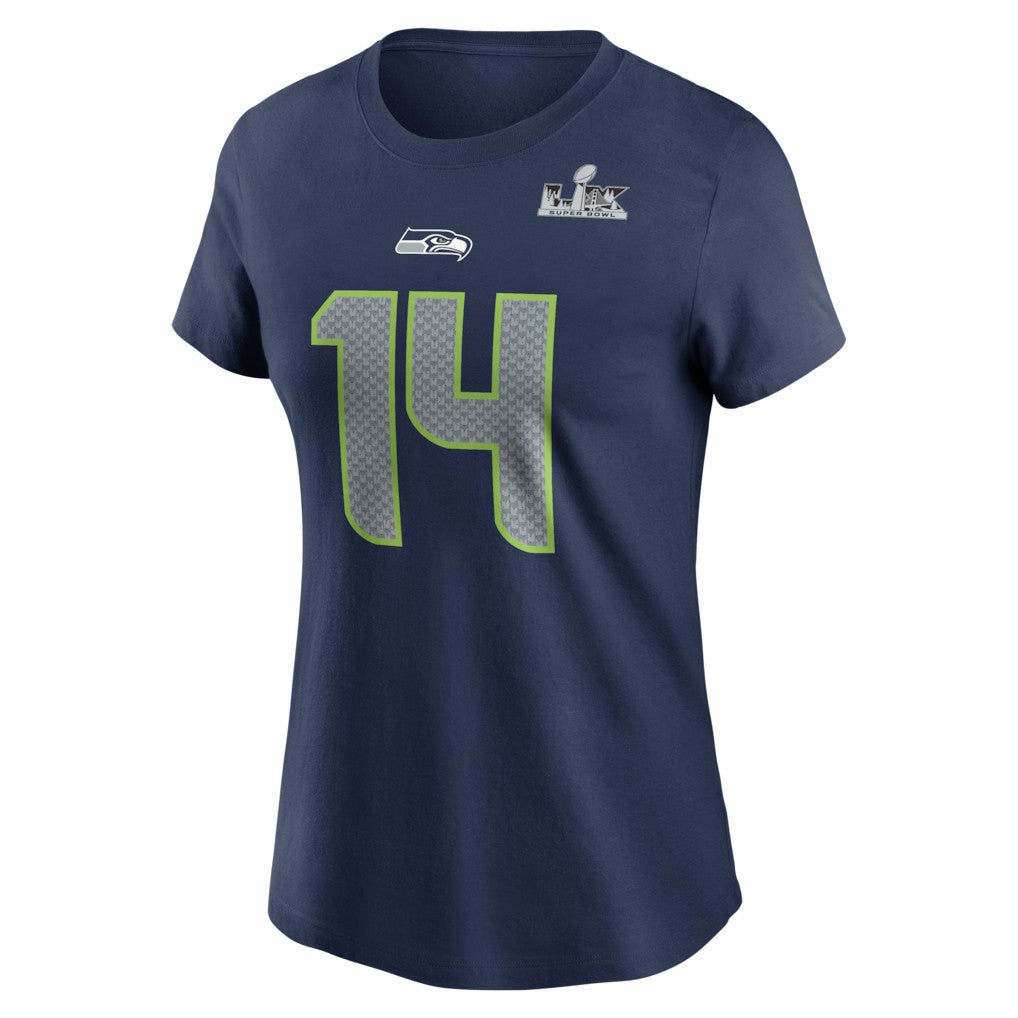 Sam Darnold Seattle Seahawks Women's Super Bowl LX Patch Name & Number T-Shirt - College Navy outlet