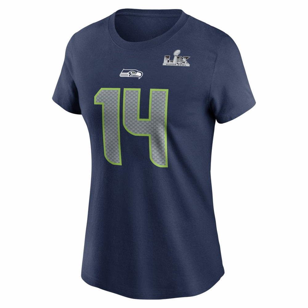 Sam Darnold Seattle Seahawks Women's Super Bowl LX Patch Name & Number T-Shirt - College Navy outlet