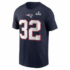 TreVeyon Henderson New England Patriots Super Bowl LX Patch Name & Number T-Shirt - Navy on sale