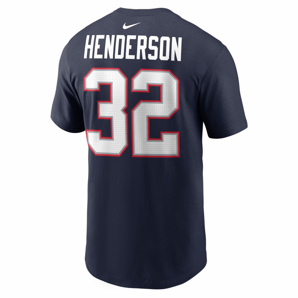 TreVeyon Henderson New England Patriots Super Bowl LX Patch Name & Number T-Shirt - Navy on sale