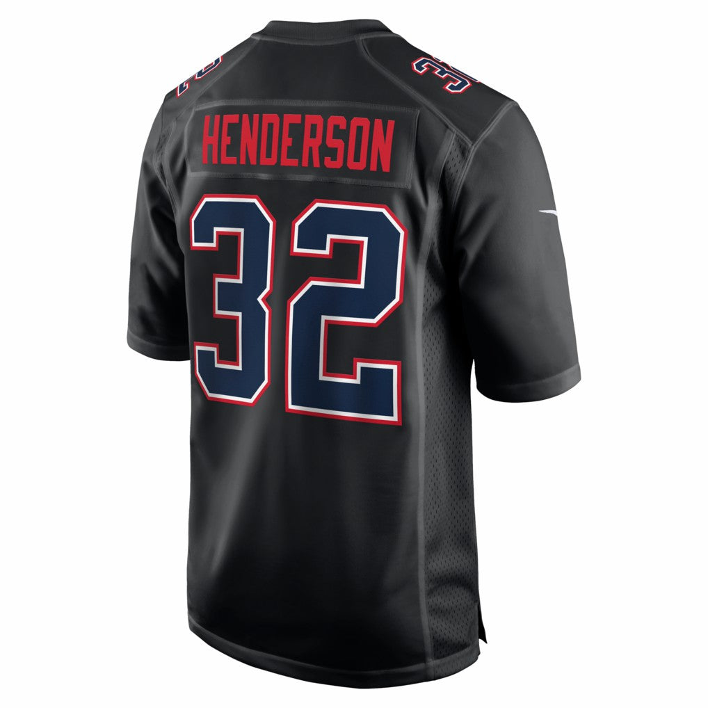 TreVeyon Henderson New England Patriots Super Bowl LX Patch Carbon Fashion Game Jersey - Black cheap