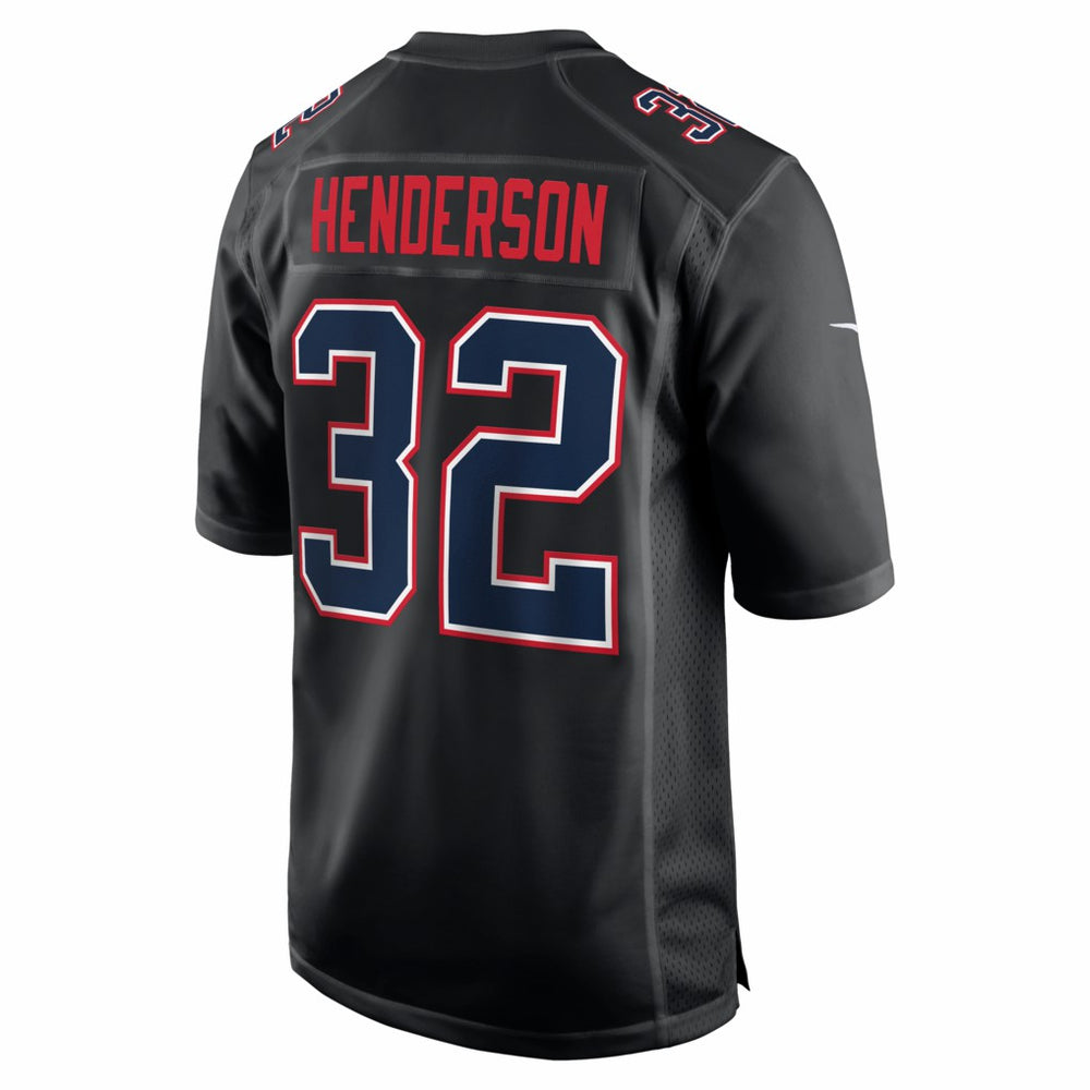 TreVeyon Henderson New England Patriots Super Bowl LX Patch Carbon Fashion Game Jersey - Black cheap