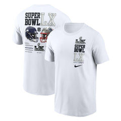 New England Patriots vs. Seattle Seahawks Super Bowl LX Dueling T-Shirt - White discount