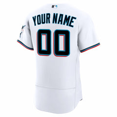 Miami Marlins Home Authentic Custom Jersey White