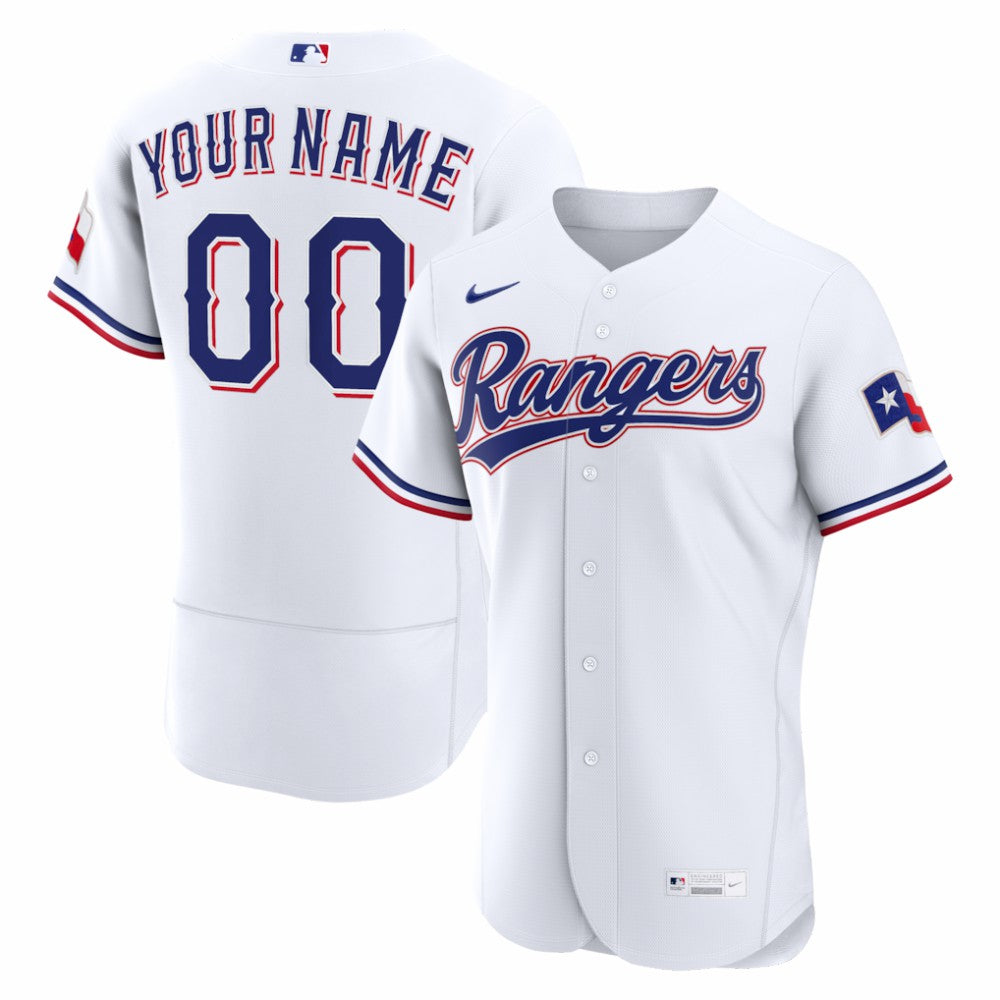 Texas Rangers Home Authentic Custom Jersey White
